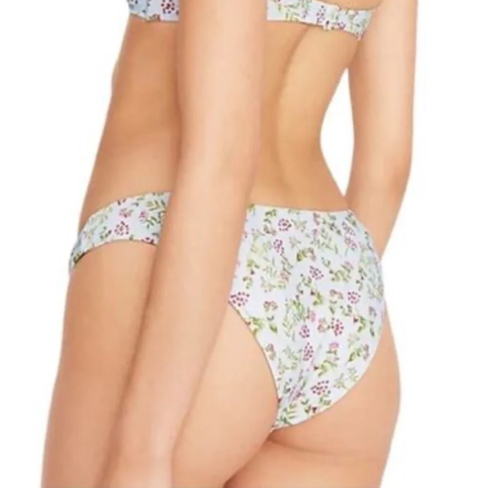 J.CREW Curved-Waist Cheeky Bikini Bottom in Cloud Meadow Low Rise Med NEW